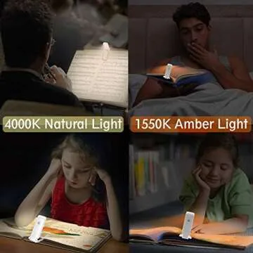 BIGLIGHT Amber Book Reading Light, LED Clip on Book Lights, Reading Lights for Books in Bed, Small Book Light for Kids, USB Rechargeable, 2 Brightness Adjustable for Eye Protection, White