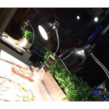 KOUDA Single Bulb Food Heat Lamp Restaurant Food Warmer Light Portable Heating Lamps (Single Arm) Silver