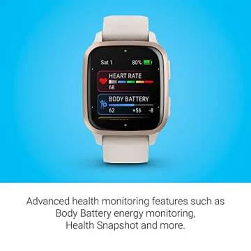 Garmin Venu® Sq 2 - Music Edition, GPS Smartwatch, All-Day Health Monitoring, Long-Lasting Battery Life, AMOLED Display, Peach Gold and Ivory (Renewed)