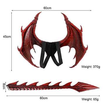 Himine Dragon Wings Props Cosplay Wing With Tail (Red)
