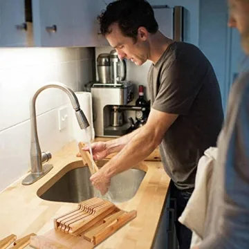 NIUXX Bamboo In-Drawer Knife Block Set for 16 Knives