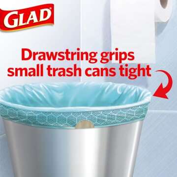 Glad Odorshield Small Drawstring Trash Bags, 4 Gal, Febreze Beachside Breeze, 34 Ct, Pack May Vary