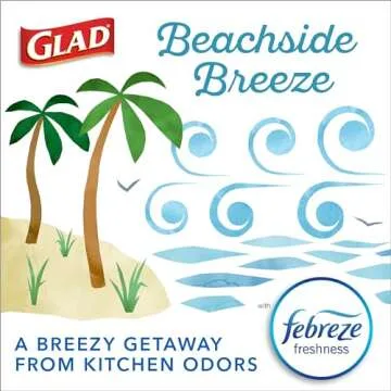 Glad Odorshield Small Drawstring Trash Bags, 4 Gal, Febreze Beachside Breeze, 34 Ct, Pack May Vary
