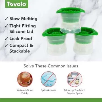 Tovolo Golf Ball Shaped Ice Molds, Assorted Set of 3 - Large Ice Mold Gift Set - Sports Themed Unique Ice Mold Chills Drinks - Odor-Free Freezer Storage, Dishwasher-Safe with Silicone Plunger