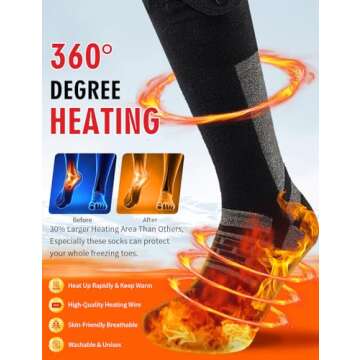 Electric Heated Socks with APP Control and 7.4V 3000mAh Battery for Men Women, Rechargeable Heating ...