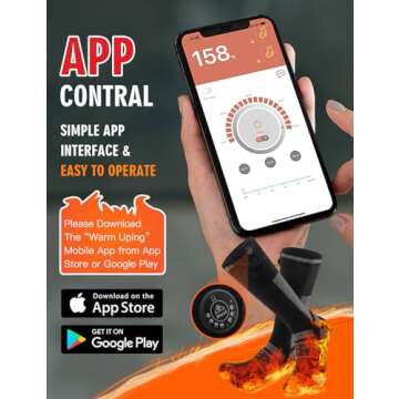 Electric Heated Socks with APP Control and 7.4V 3000mAh Battery for Men Women, Rechargeable Heating Socks Foot Warmer for Winter Hunting Fishing Winter Skiing Outdoors