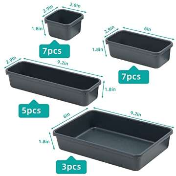 Backerysupply Set Of 22 Interlocking Desk Drawer Organizer Tray Black Drawer Dividers Storage For Of...