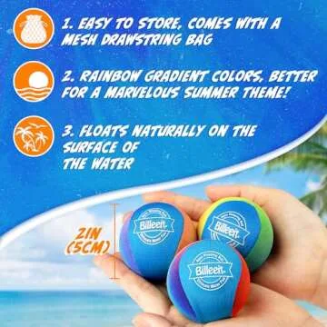 Billeeit 5Pcs Water Skipping Balls for Pool Play - Colorful and Fun for All Ages