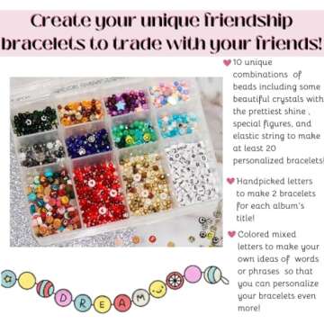 El Galeón Friendship Bracelet Kit DIY Albums Mix Beads for Bracelets Glass Alphabet Letter Beads Elastic (Albums Version)