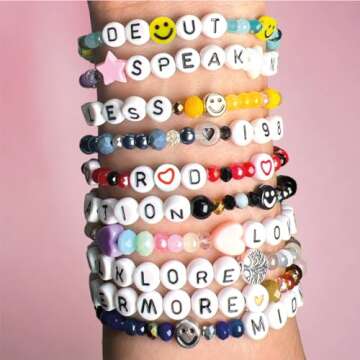 El Galeón Friendship Bracelet Kit DIY Albums Mix Beads for Bracelets Glass Alphabet Letter Beads Elastic (Albums Version)