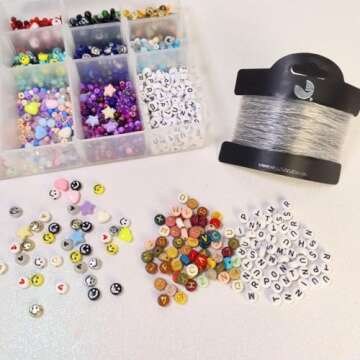 El Galeón Friendship Bracelet Kit DIY Albums Mix Beads for Bracelets Glass Alphabet Letter Beads Elastic (Albums Version)