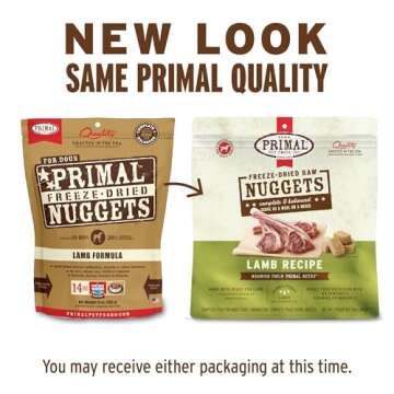 Primal Freeze Dried Raw Dog Food Nuggets, Lamb, Complete & Balanced Meal, Also Use as Topper or Treat, Premium, Healthy, Grain Free, High Protein Raw Dog Food, 5.5 oz