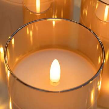 COVEGE Gold Glass Flickering Flameless Candles with Remote - Battery Operated Candles with 2/4/6/8 H Timer LED Pillar Candles for Christmas Home Decor(Set of 3)