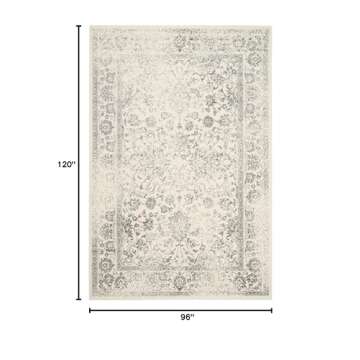 SAFAVIEH Adirondack Collection Area Rug - 8' x 10', Ivory & Silver, Oriental Distressed Design, Non-...