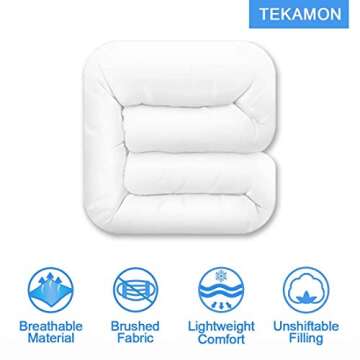 TEKAMON All Season Queen Comforter Winter Warm Soft Quilted Down Alternative Duvet Insert with Corne...
