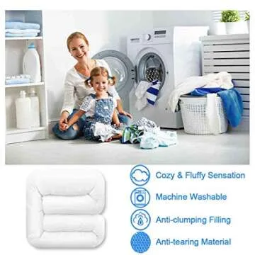 TEKAMON All Season Queen Comforter Winter Warm Soft Quilted Down Alternative Duvet Insert with Corner Tabs, Fluffy Reversible Collection for Hotel, Snow White, 88 x 88 inches