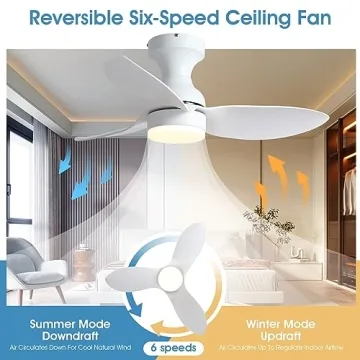 Surtime Modern 34in Ceiling Fan with Remote and App Control