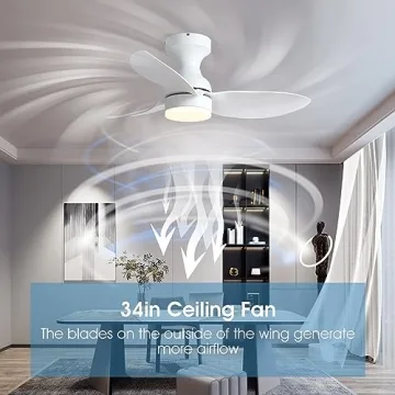 Surtime Modern 34in Ceiling Fan with Remote and App Control