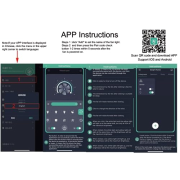Surtime Modern 34in Ceiling Fan with Remote and App Control
