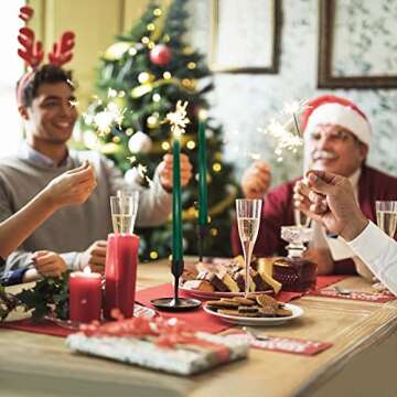 CoCo-Life 10 Inch Green Christmas Taper Candles, 12 Packs Unscented Dripless Candlesticks for Dinner Table, Wedding Party Home - 8 Hours Burn