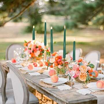 CoCo-Life 10 Inch Green Christmas Taper Candles, 12 Packs Unscented Dripless Candlesticks for Dinner Table, Wedding Party Home - 8 Hours Burn