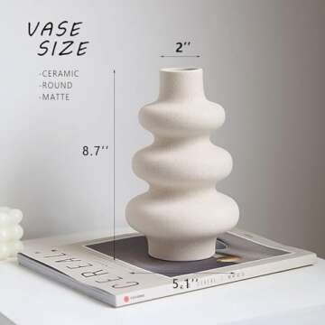 Steviieden Ceramic Modern Dried Flower Vase, Off White Round Pampas Vase, Boho Home Decor for Centerpiece Wedding Dinner Table Party Living Room Office Bedroom, Housewarming Gift