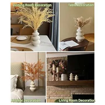 Steviieden Ceramic Modern Dried Flower Vase, Off White Round Pampas Vase, Boho Home Decor for Centerpiece Wedding Dinner Table Party Living Room Office Bedroom, Housewarming Gift