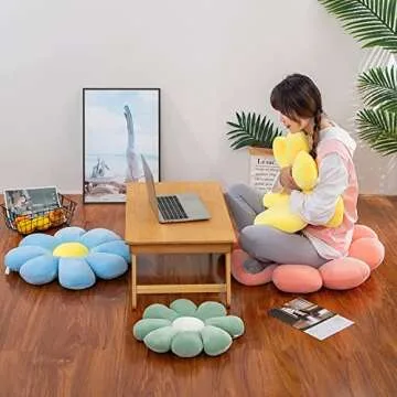 Flower Pillow, Flower Shaped Throw Pillow Flower Floor Pillow Soft Seating Cushion Room Decor Plush Pillow for Bedroom, Sofa, Bed, Reading (21 inch, White)