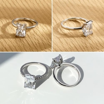 VISDIV 3CT Sterling Silver Engagement Ring for Women