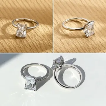 VISDIV 3CT Sterling Silver Engagement Ring for Women