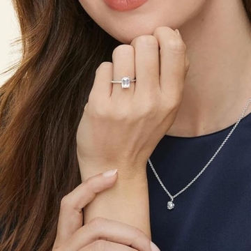 VISDIV 3CT Sterling Silver Engagement Ring for Women