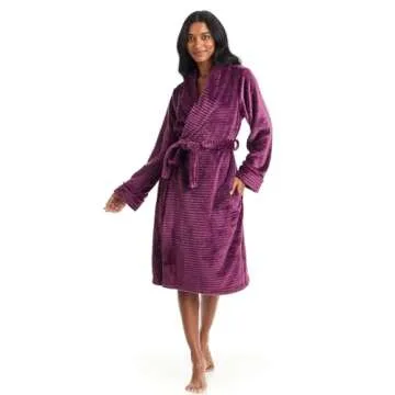 TAHARI Womens Corduroy Plush Robe - Corded Plush Bathrobe - Womens Robes Long