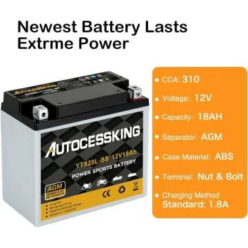 YTX20L-BS 12V 18AH Motorcycle Battery Replacement