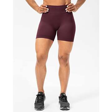 Lavento Women's Scrunch Butt Lifting Seamless Biker Shorts 5 Inch - Tummy Control Gym Workout Shorts (Burgundy, 2)