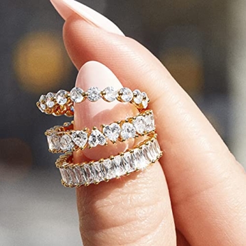 Aojun 14K Gold Eternity Ring for Women - Elegant & Stackable