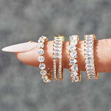 Aojun 14K Gold Eternity Ring for Women - Elegant & Stackable