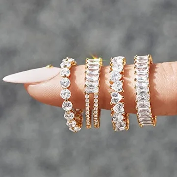 Aojun 14K Gold Eternity Ring for Women - Elegant & Stackable