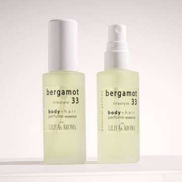 Liliya's Aroma Bergamot 33 Essence-Perfume for body and hair, Calabrian Bergamot, Pink Grapefruit & Vetiver Essential Oils, Gourmand Scent 1.8 Fl Oz