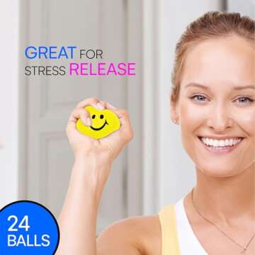 Neliblu 24 Pack Stress Balls for Kids and Adults - 2" Stress Ball in Bulk - Neon Yellow Squishy Ball...