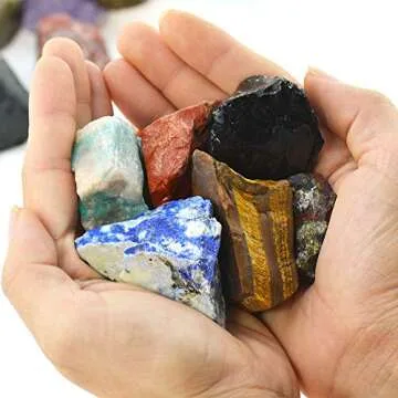 UU UNIHOM 3 lbs Bulk Rough Madagascar Stones Mix Large 1" Natural Raw Stones Crystal for Tumbling, Cabbing, Fountain Rocks, Decoration,Polishing, Wire Wrapping, Wicca Reiki Crystal Healing