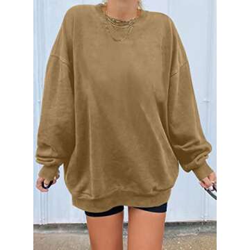 Dokotoo Womens Ladies Plus Size Cotton Basic Oversized Crewneck Long Tunic Sweatshirts for Women Lon...