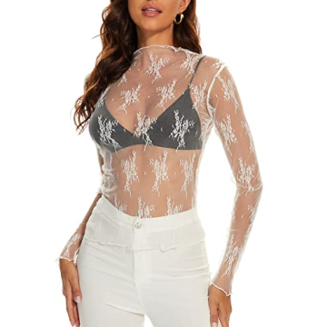 AILBBE Mesh Long Sleeve Layering Top for Women