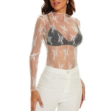 AILBBE Mesh Long Sleeve Layering Top for Women