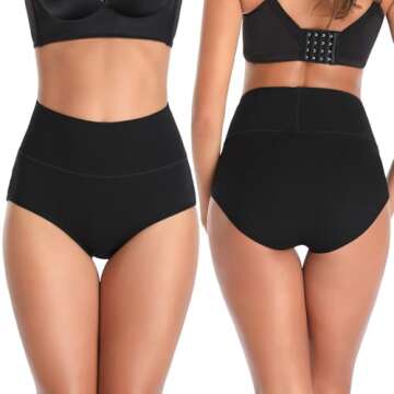 ANNYISON Women's High Waisted Cotton Underwear Soft Breathable Panties Stretch Briefs (5 Pack in 5 D...