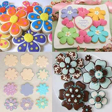 Tmflexe Flower Cookie Cutter Set - 5 Durable Steel Shapes