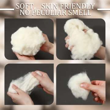 Newwiee Natural Wool Batting for Crafts and Stuffing