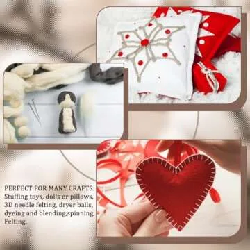 Newwiee Natural Wool Batting for Crafts and Stuffing