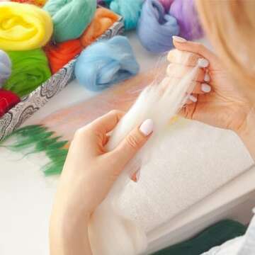 Newwiee Natural Wool Batting for Crafts and Stuffing