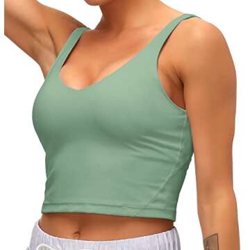 Dragon Fit Women's Tank Top Padded Sports Bra Running Workout Yoga Crop Top Jasmine Green