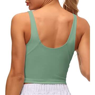 Dragon Fit Women's Tank Top Padded Sports Bra Running Workout Yoga Crop Top Jasmine Green